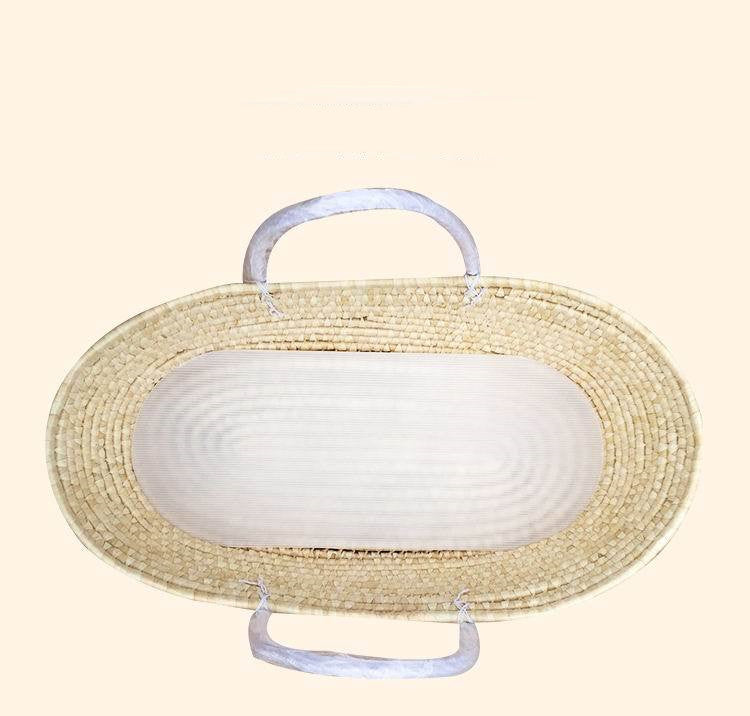 Handwoven Straw Baby Basket – Natural & Portable