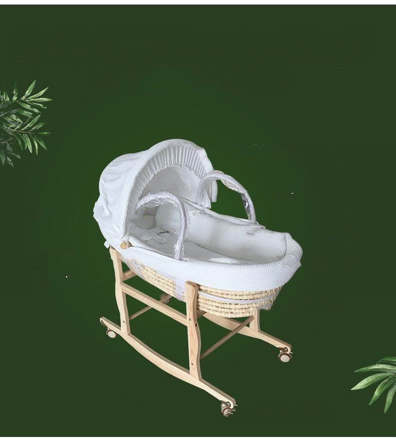 Handwoven Straw Baby Basket – Natural & Portable