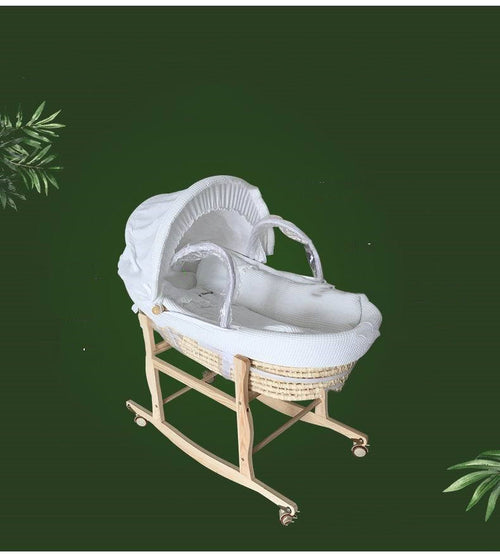 Handwoven Straw Baby Basket – Natural & Portable
